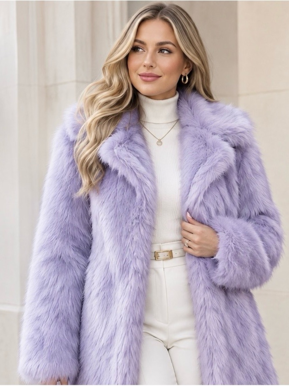 Forever 21 elegant women’s Lavender Faux Fur Teddy Coat size S NWT